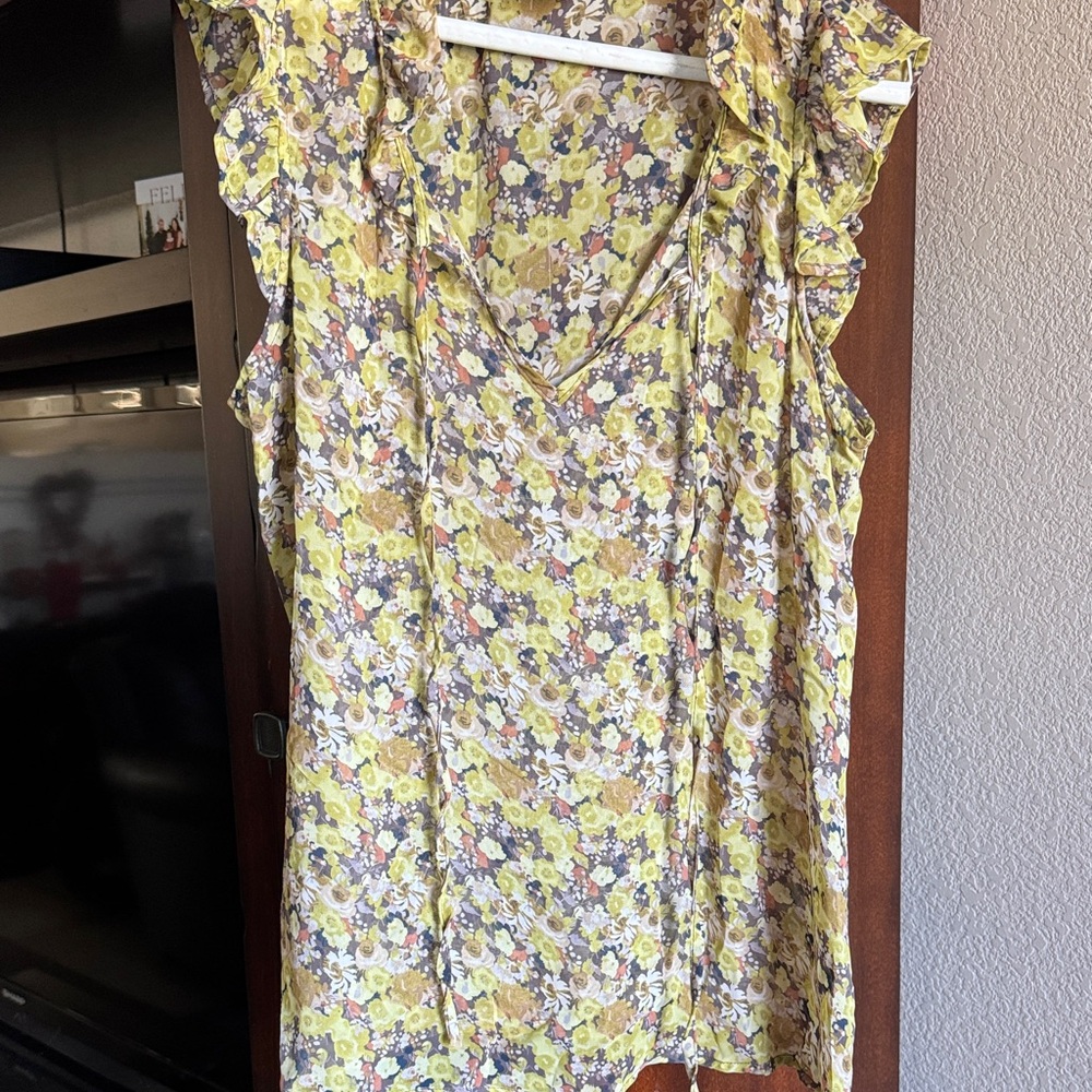 Bobeau Yellow Floral Women's Top